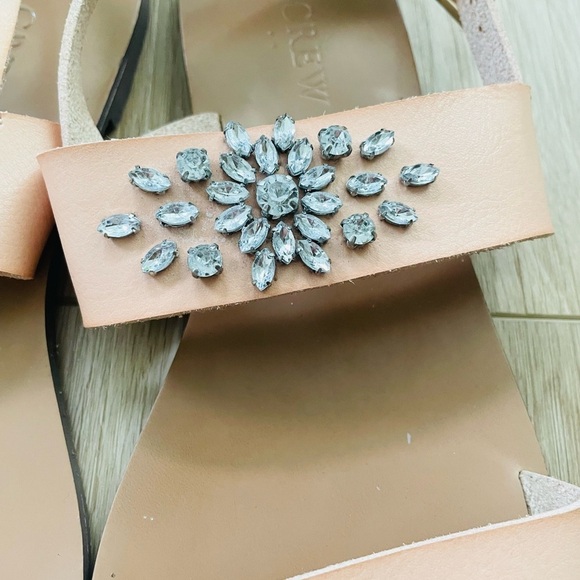 J. Crew Factory Crystal Embellished Tan Flat Sandal Size 7 - Picture 3 of 3